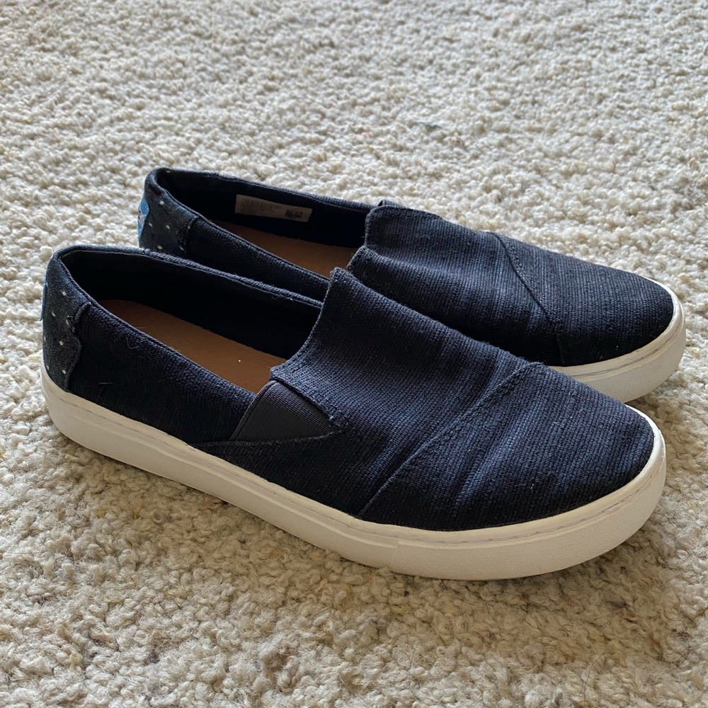 Toms Slip Ons | Black, Size 7 Women